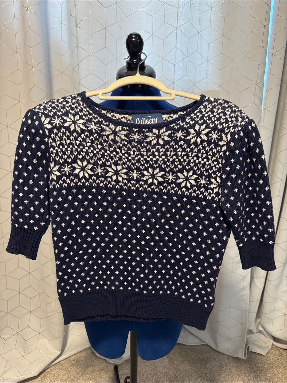 Collectif Navy & White Fair Isle Crew Sweater